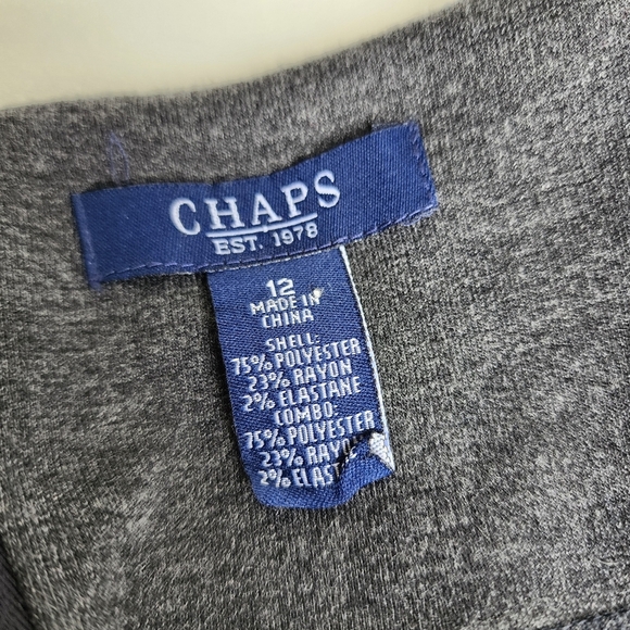 Chaps Colorblock Sheath Dress Stetch Black Gray Poly Rayon Elastane Zip Sz 12 - Picture 6 of 11